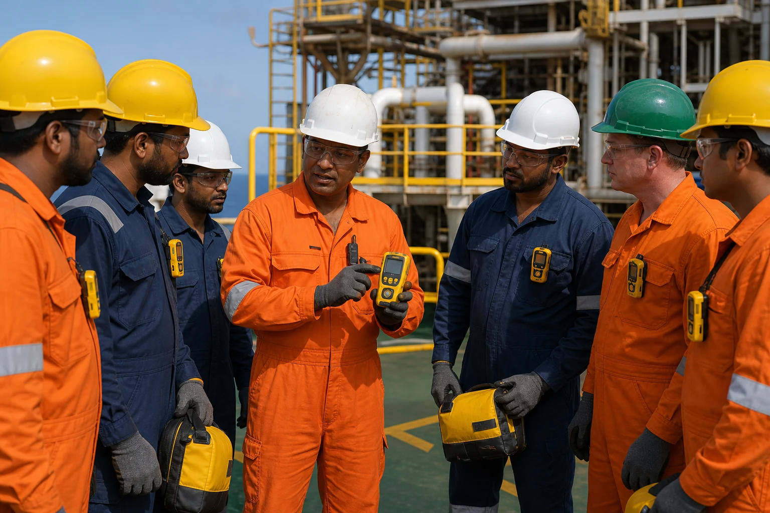 Industrial safety training in an oil and gas facility